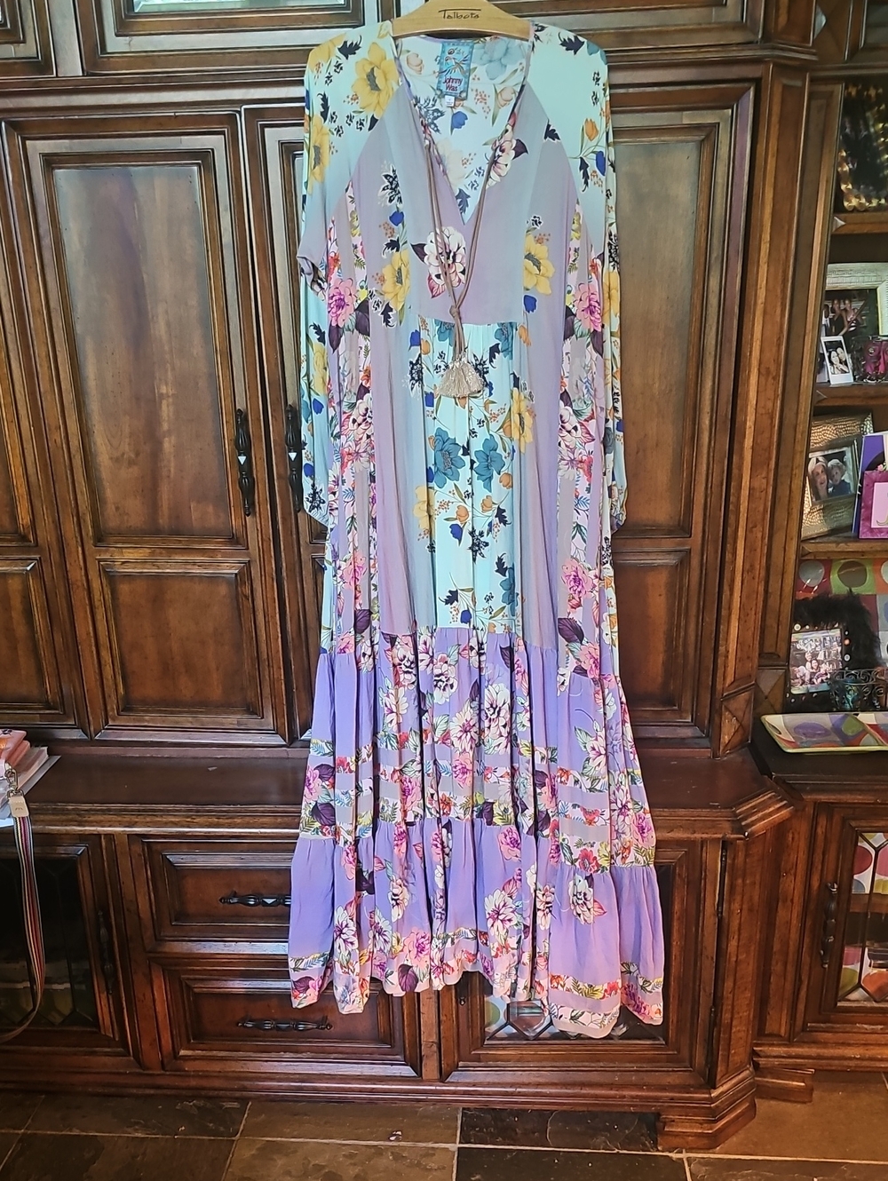 Johnny Was Lavender Multicolor Floral Maxi Dress! Sz. Small - like new!
